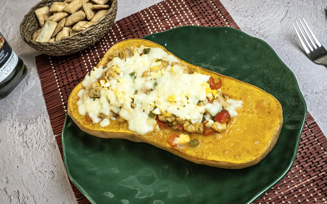 Calabaza rellena de pollo