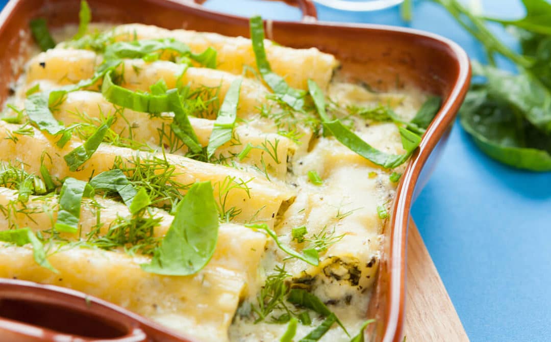 Canelones con mousse de oca